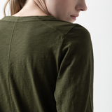 Polera Algodón Pima C/R Manga Larga Verde
