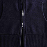 Hooded Zip Cashmere Azul Marino