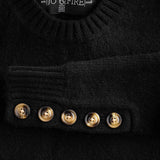 Sweater Yak Botones Manga Negro