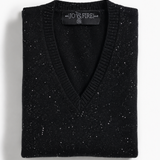 Sweater Cashmere Cuello V Negro Lentejuelas