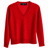 Sweater Cashmere Cuello V Rojo