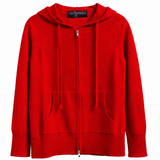 Hooded Zip Cashmere Rojo