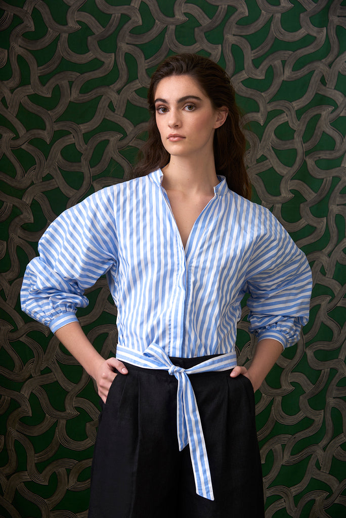 Camisa Tokyo Rayada Celeste
